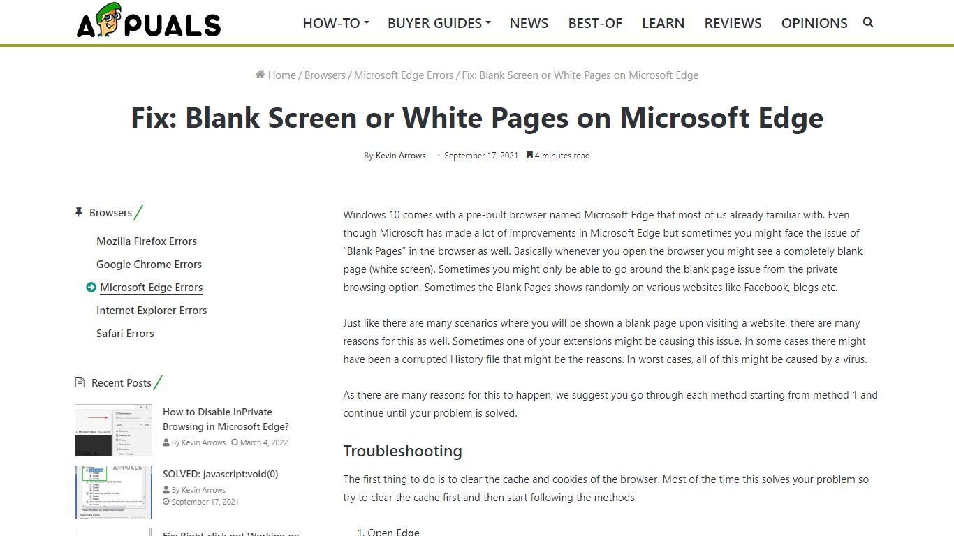 Fix: Blank Screen or White Pages on Microsoft Edge